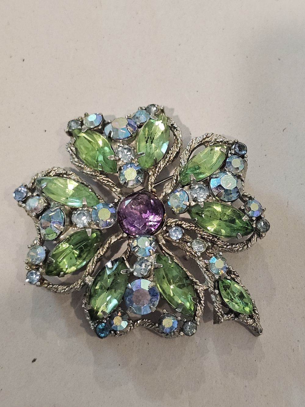 Collectible Mid-Century Albert Weiss Signed Rhinestone Brooch, Pre-Copyright